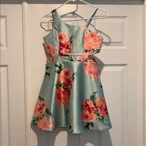 Zumie Floral Girls Dress in Blue and Pink WORN ONCE- in perfect condition